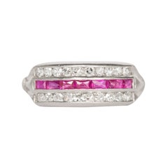 Ruby and Diamond Platinum Wedding Band