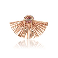 Ruby and Diamond Retro Gold Spray Brooch