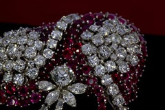 Ruby and Diamond Ribbon Brooch