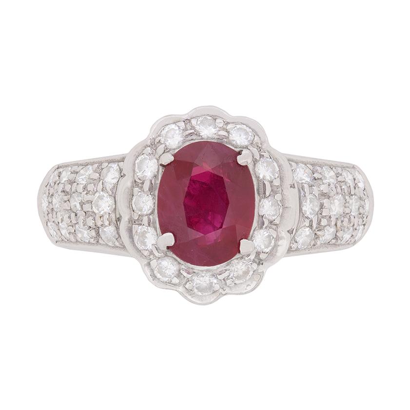 Contemporary 0.75ct Ruby and Diamond Cocktail Ring For Sale