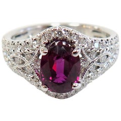 Ruby and Diamond Ring / 18 Karat White Gold