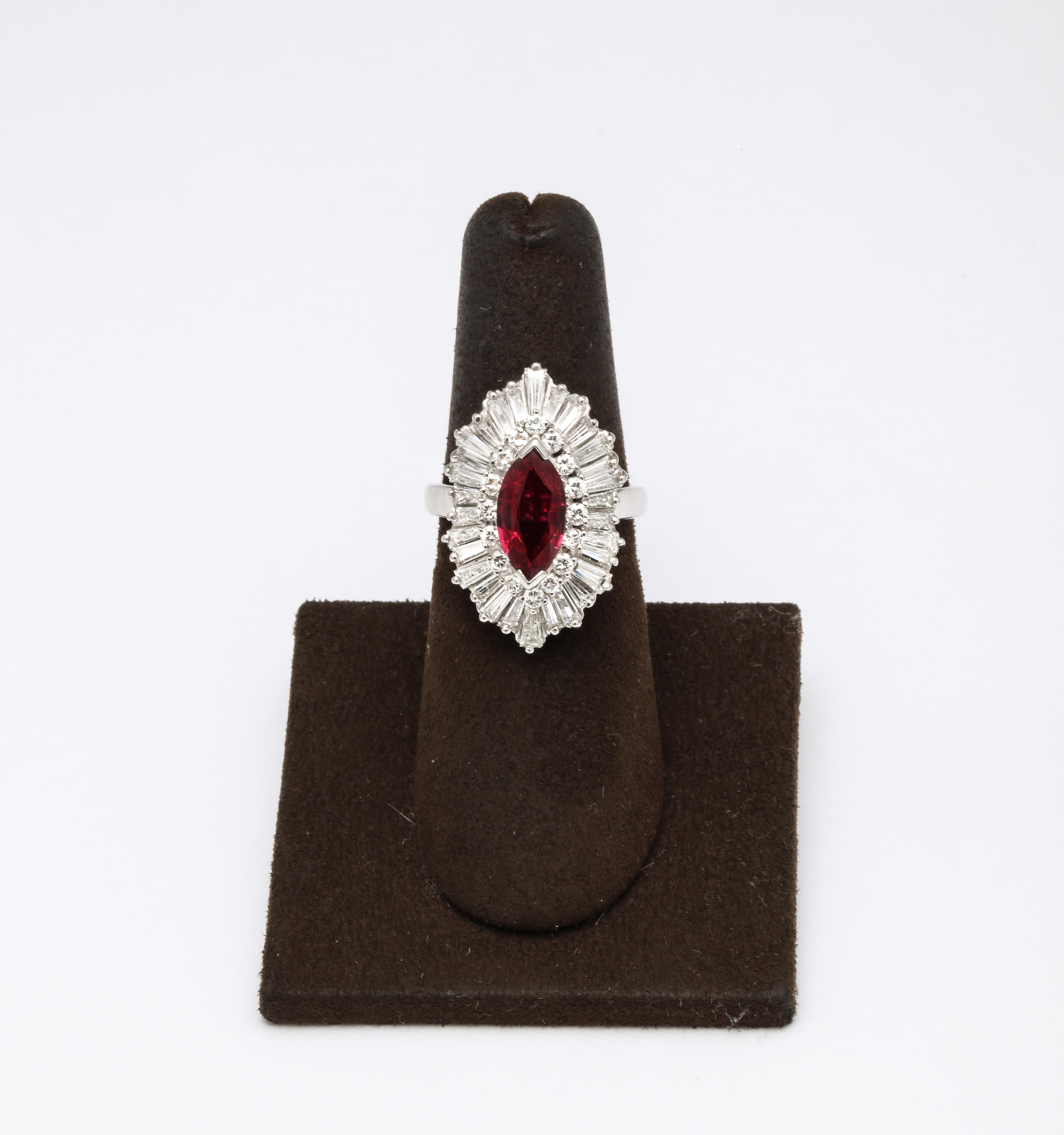 Marquise Cut Ruby and Diamond Ring and Pendant For Sale