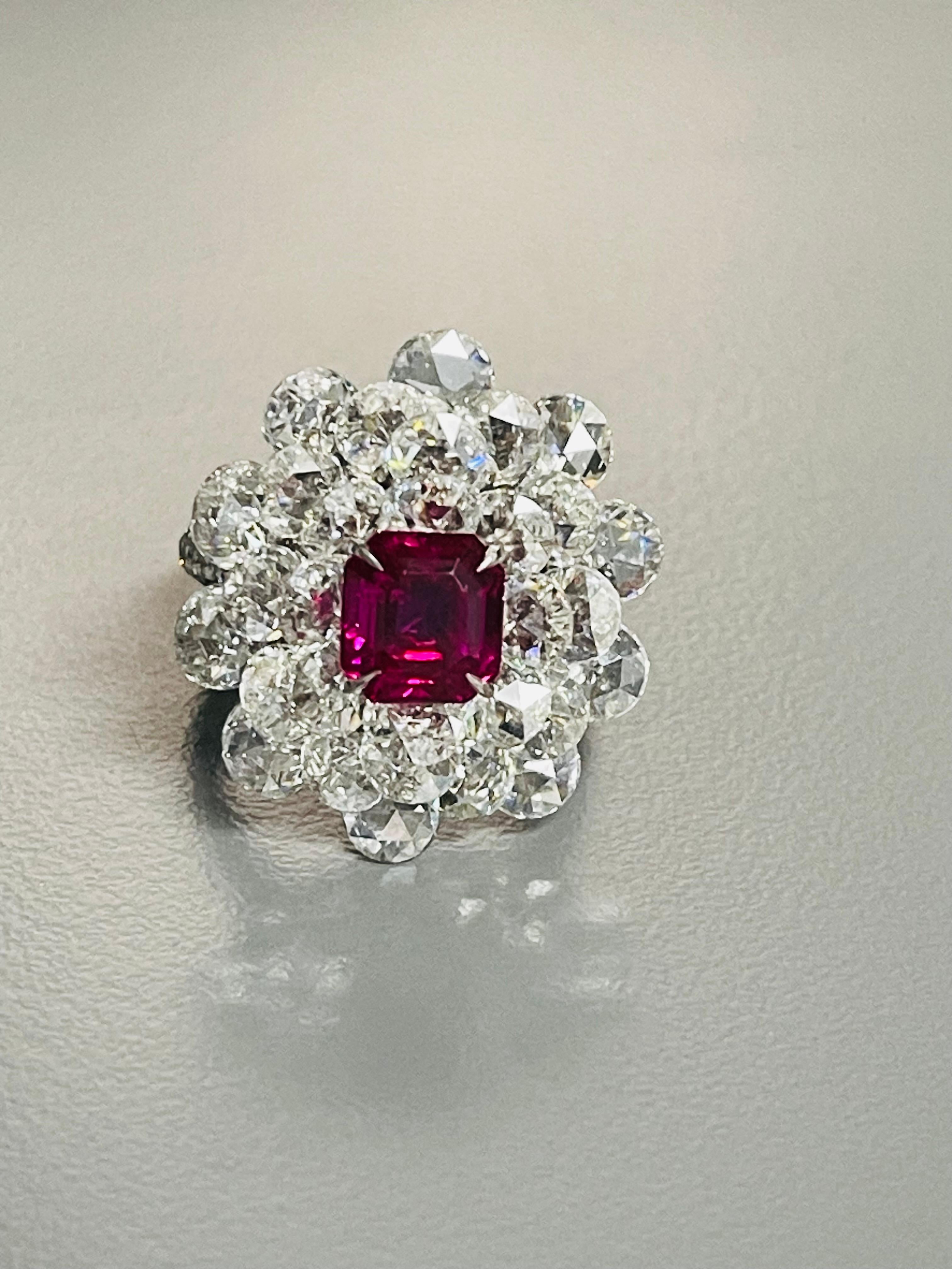   Ruby And Diamond Ring , BURMA NO HEAT GUBELIN AND GIA CERTIFIED  For Sale 4