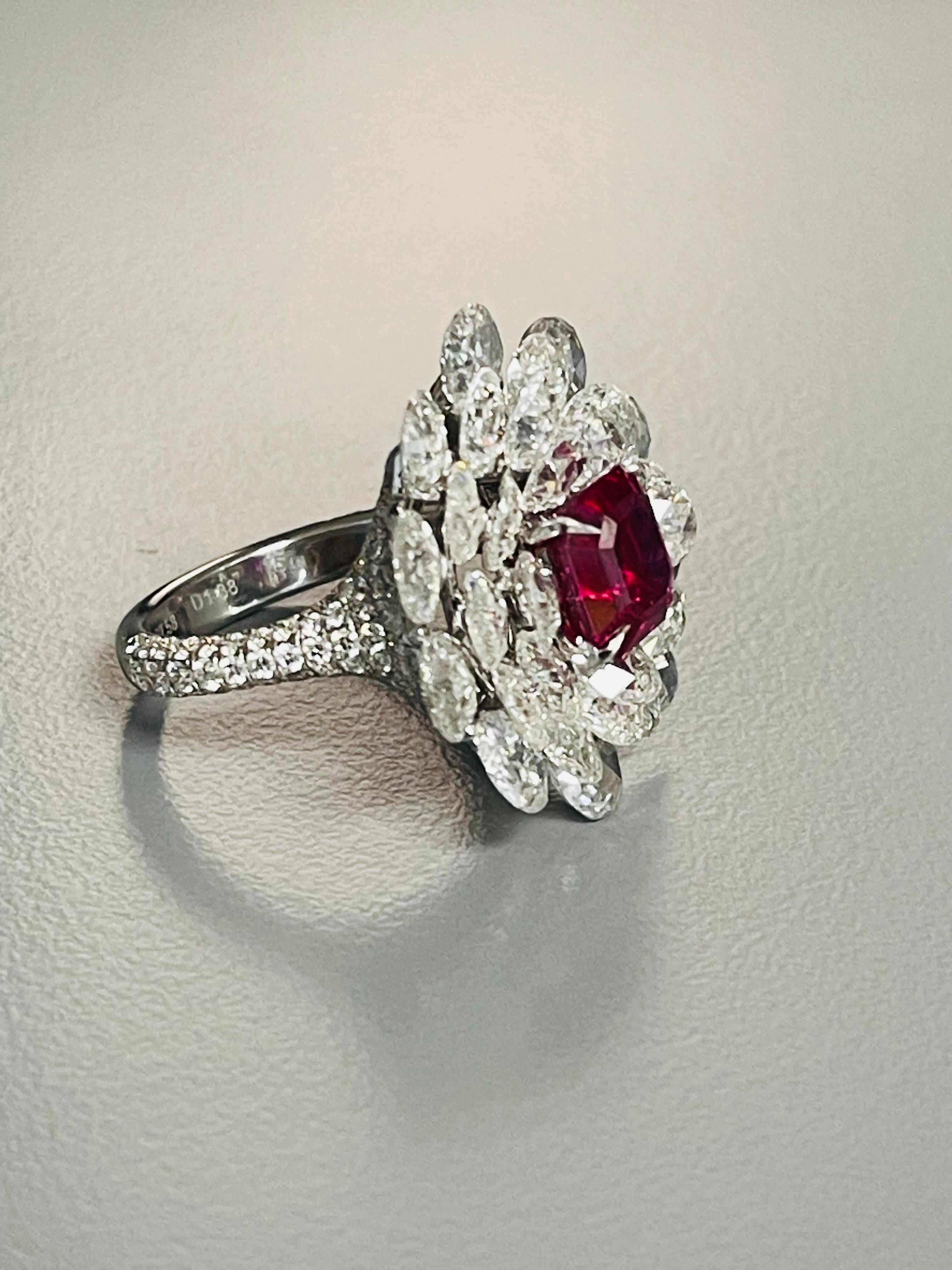   Ruby And Diamond Ring , BURMA NO HEAT GUBELIN AND GIA CERTIFIED  For Sale 7