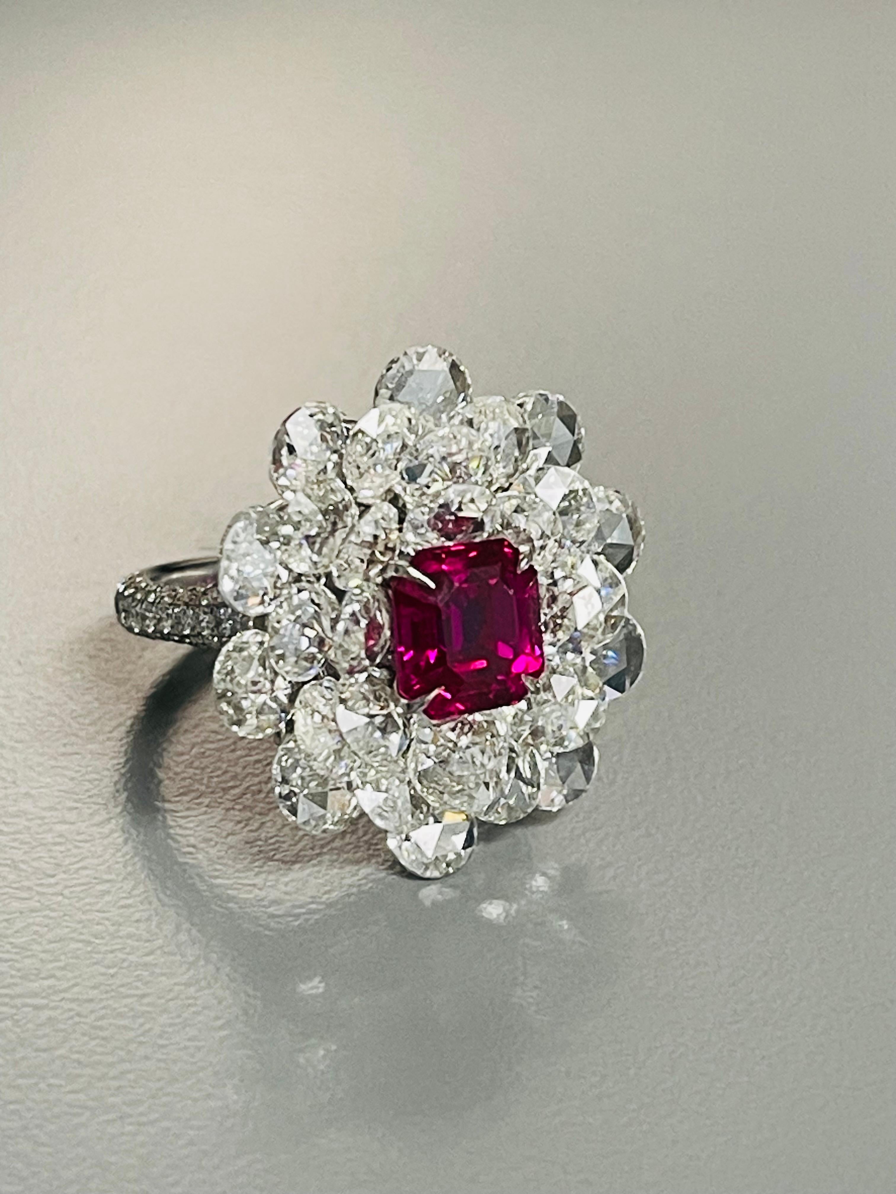   Ruby And Diamond Ring , BURMA NO HEAT GUBELIN AND GIA CERTIFIED  For Sale 10