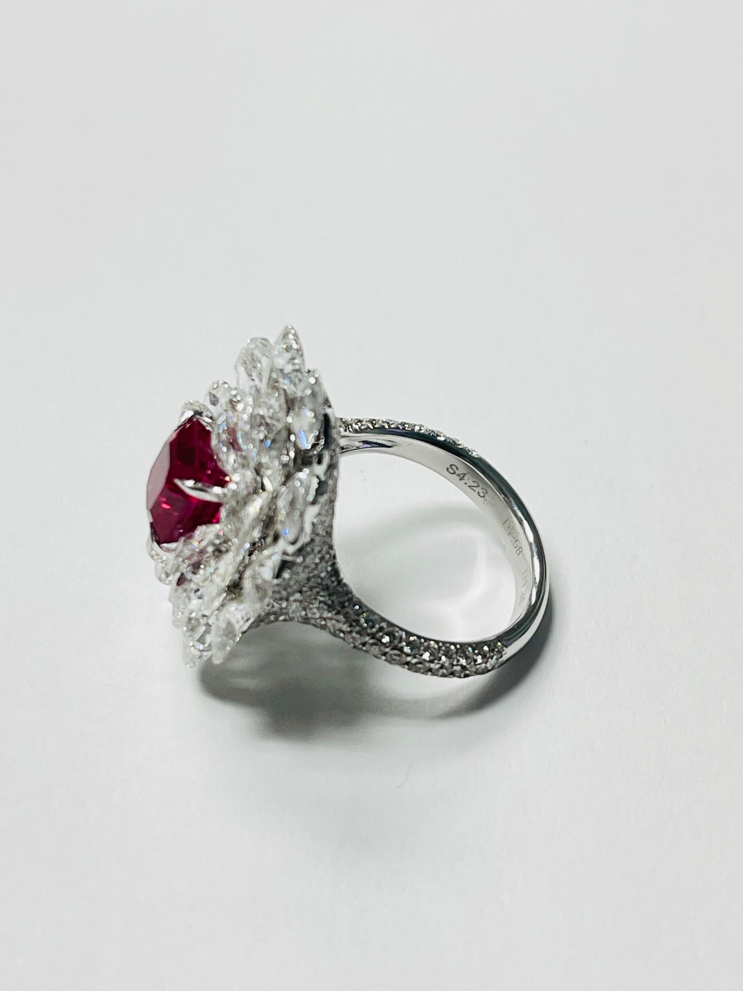   Ruby And Diamond Ring , BURMA NO HEAT GUBELIN AND GIA CERTIFIED  For Sale 1