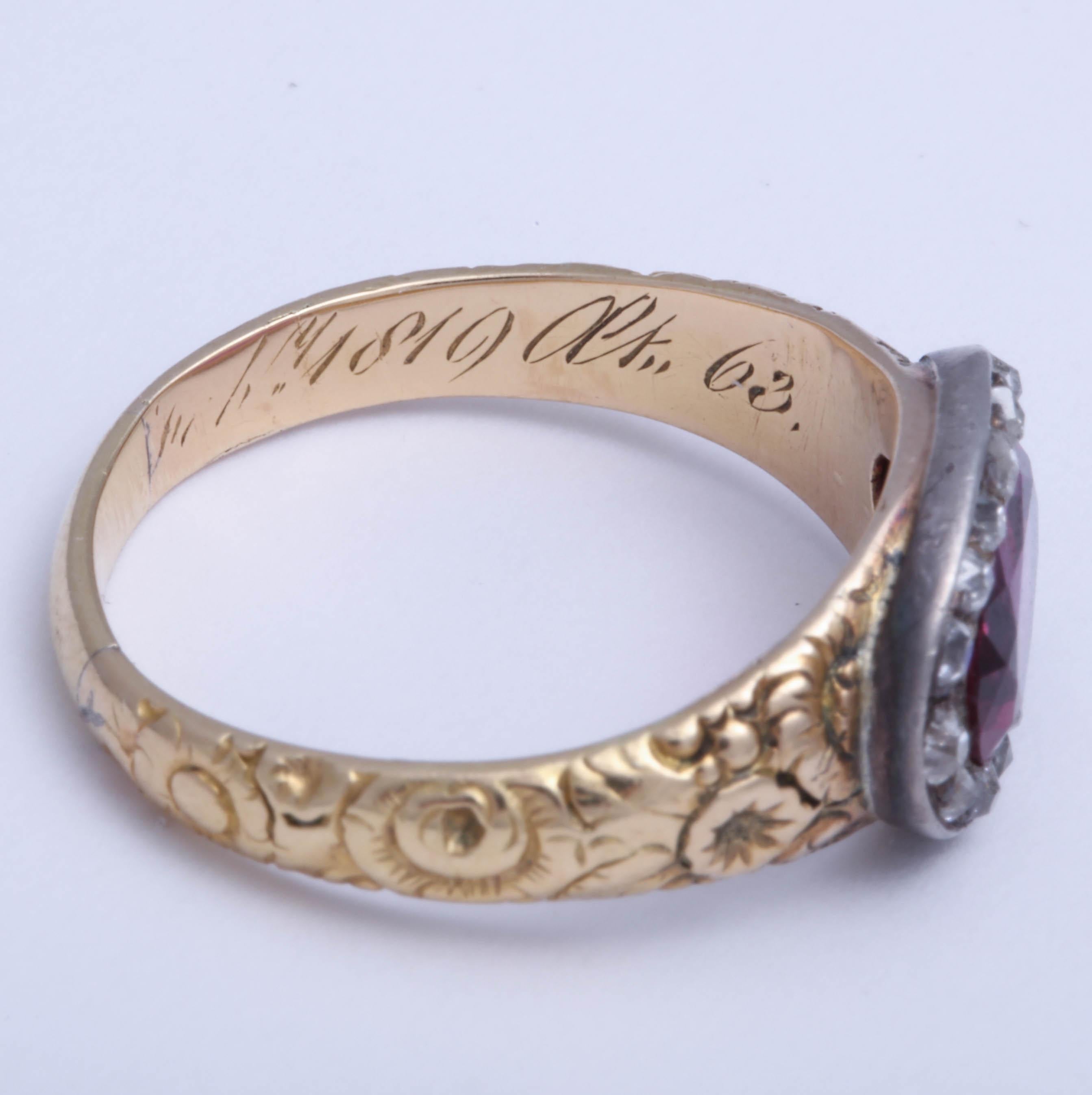 Ruby and Diamond Ring Dated 1819 For Sale 2