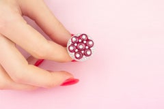 Ella Gafter 2.20ct Ruby and Diamond Cocktail Ring in 18k Gold, Italy