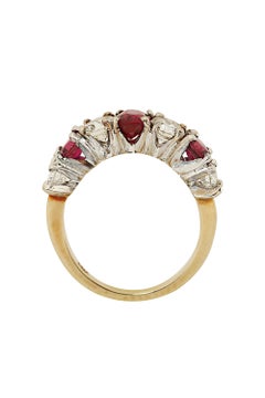 Ruby and Diamond Band Ring 14k Yellow Gold