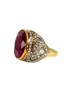14K Yellow Gold Ruby and Diamond Ring
