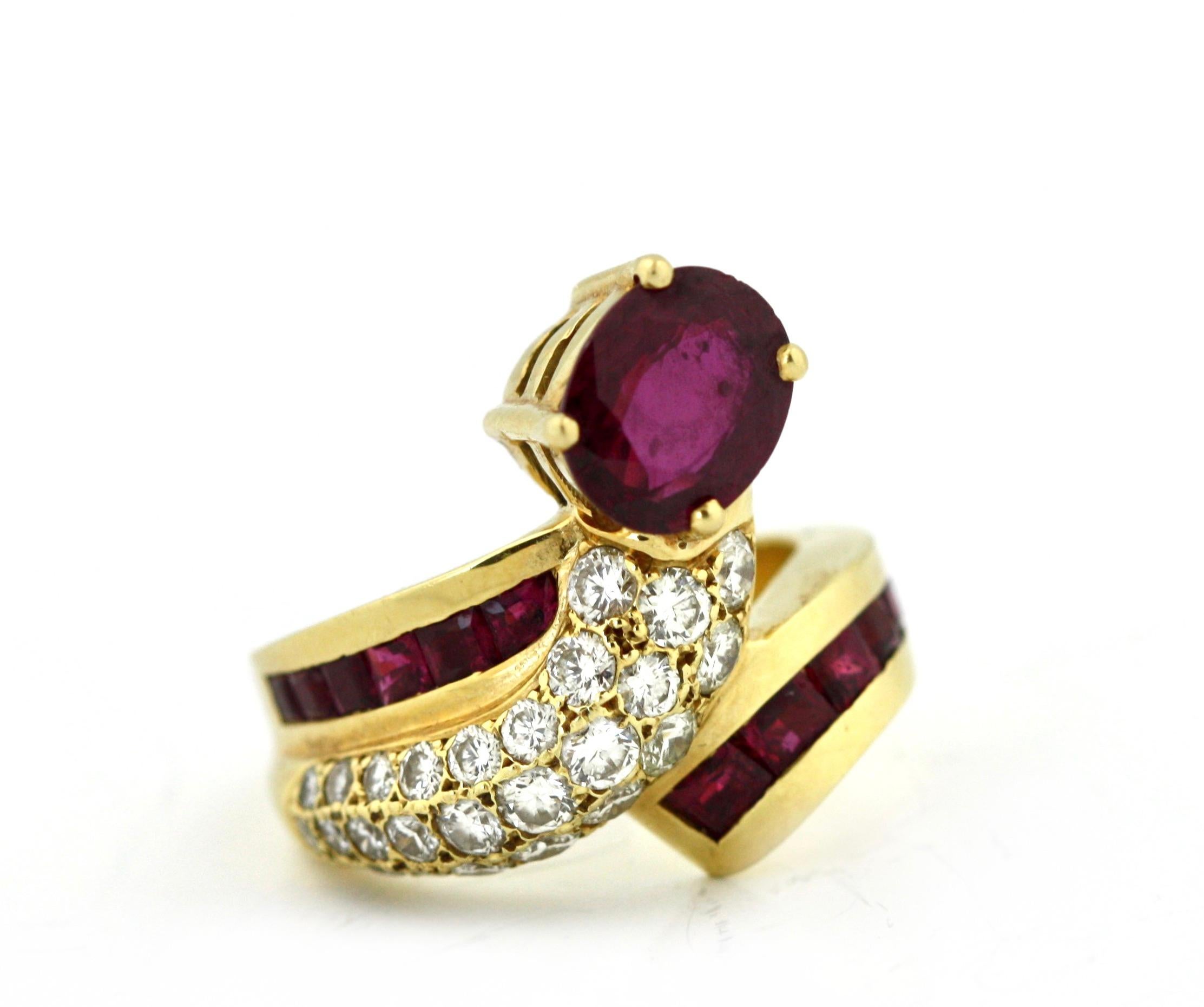 Round Cut Ruby and Diamond Ring