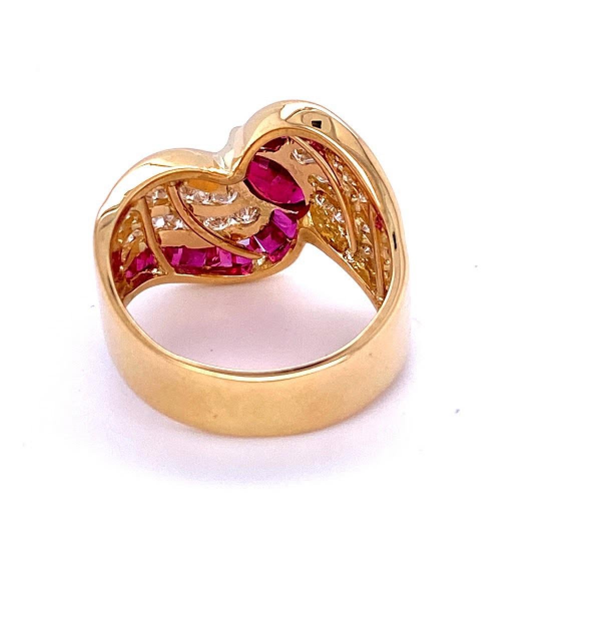 Contemporary Ruby and Diamond Ring