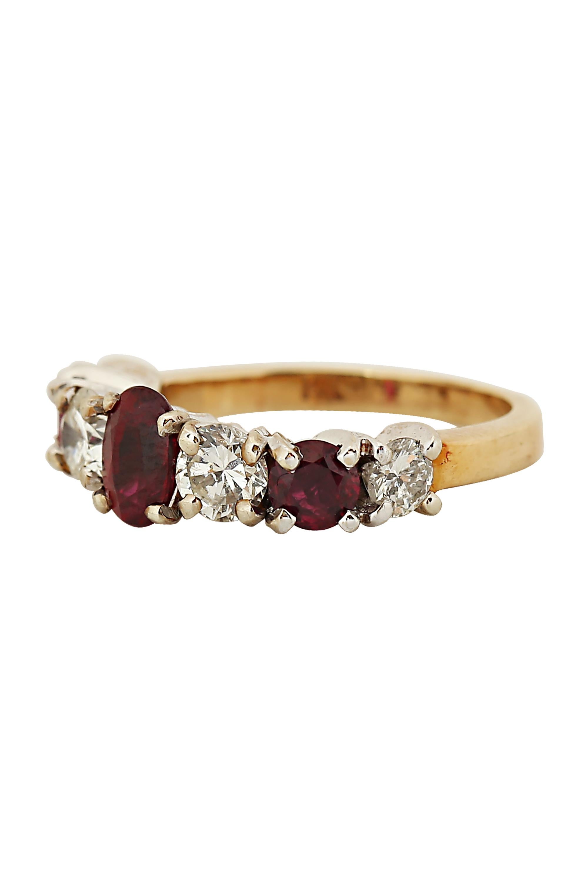 Oval Cut Ruby and Diamond Ring For Sale