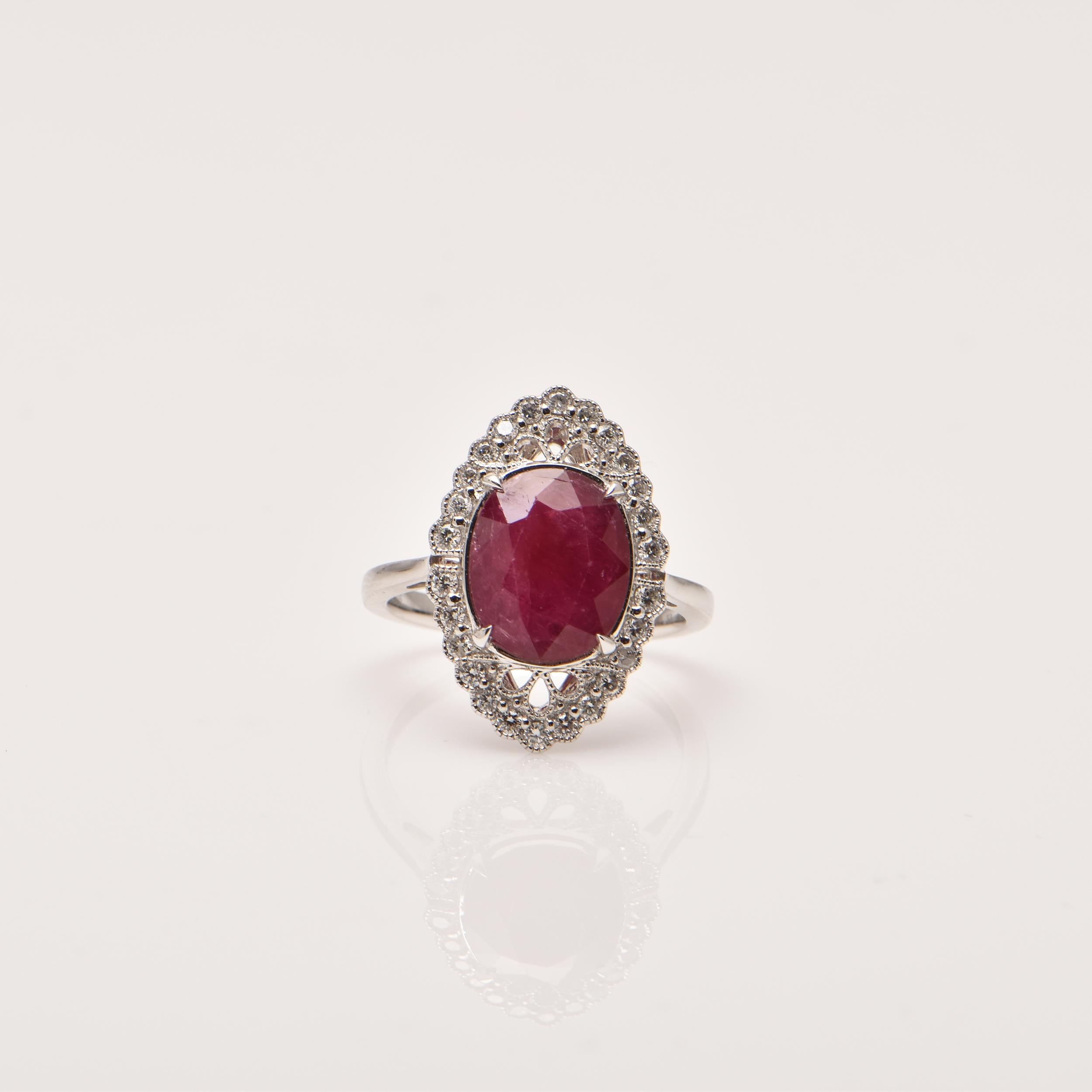 Rubin- und Diamant-Ring (Viktorianisch) im Angebot