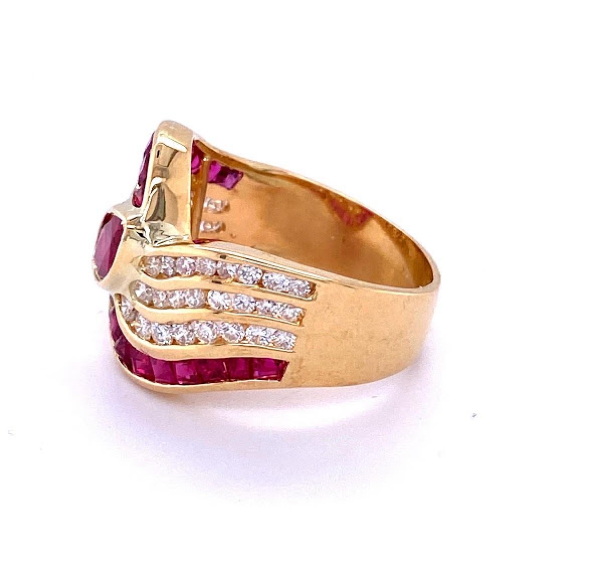 Round Cut Ruby and Diamond Ring