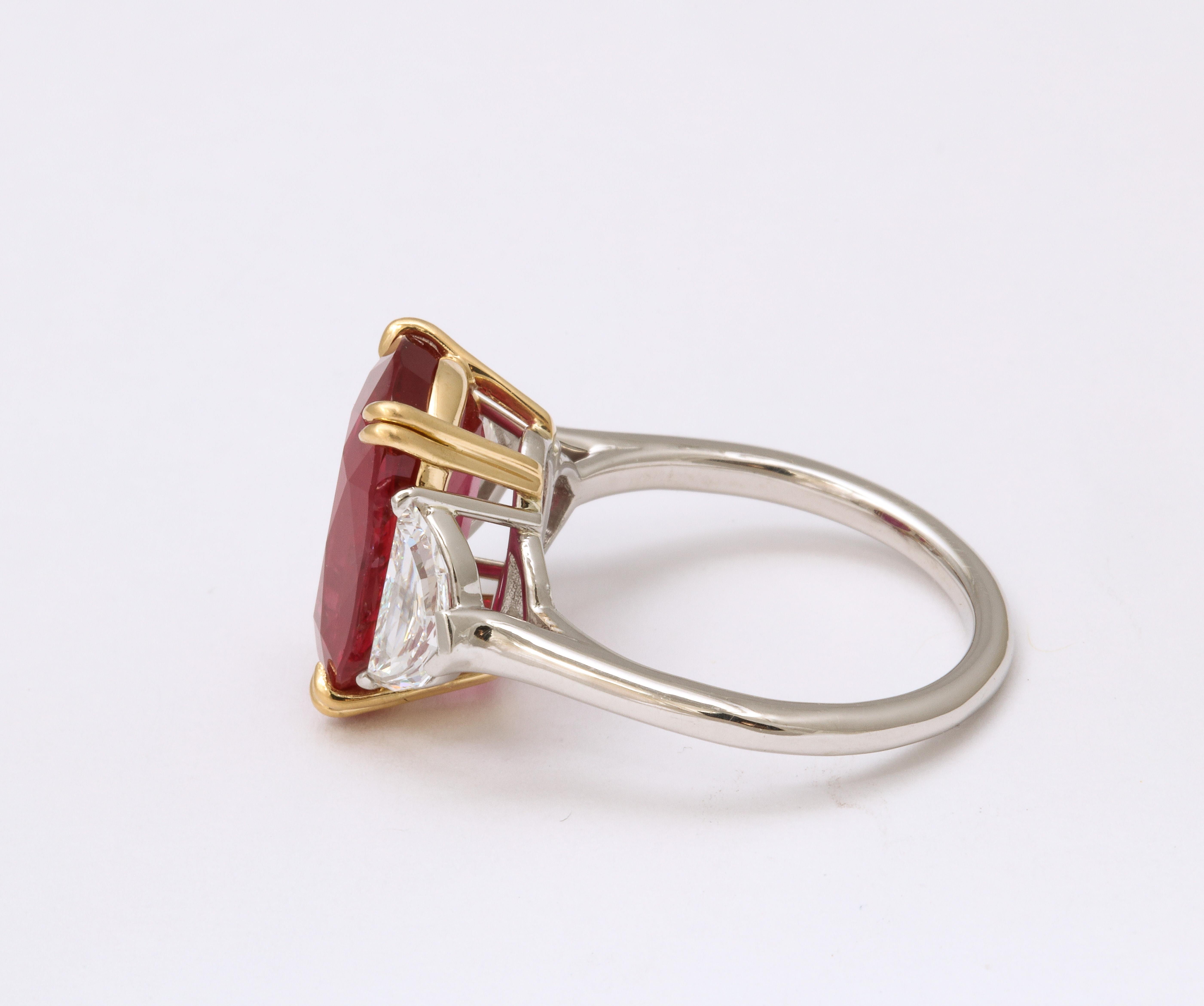 Oval Cut Ruby and Diamond Ring  For Sale