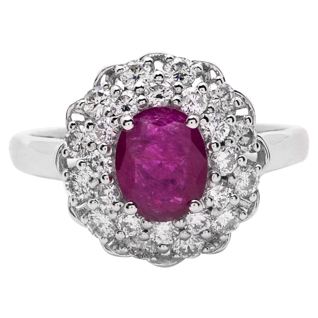 Ruby and Diamond Eagles Head Ring For Sale at 1stDibs