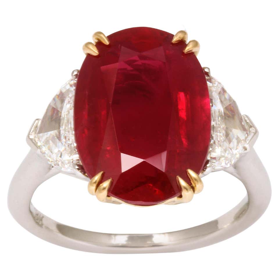 Vivid Red Ruby and Diamond Ring For Sale at 1stDibs | red ruby ring ...