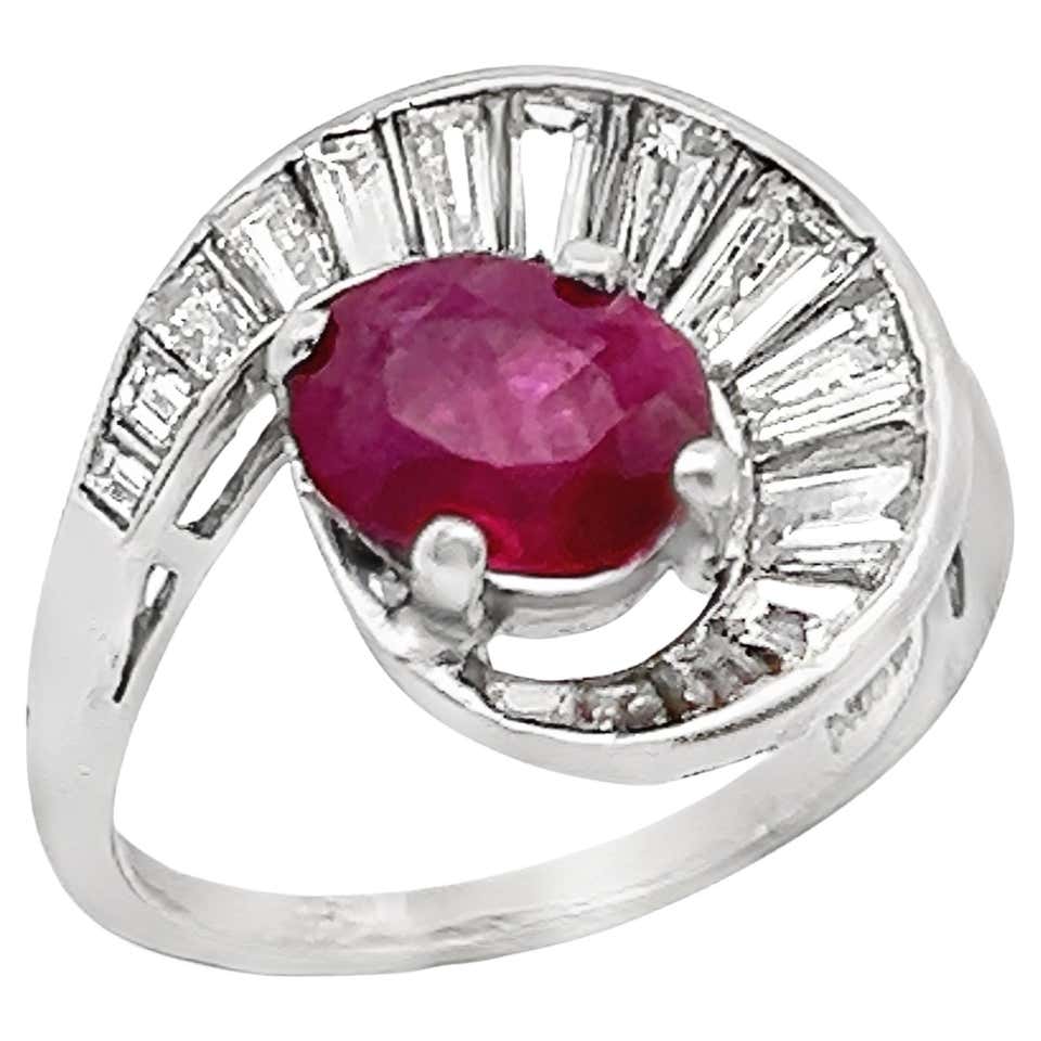 Rectangle Ruby and Diamond Ring For Sale at 1stDibs | rectangle ruby ...