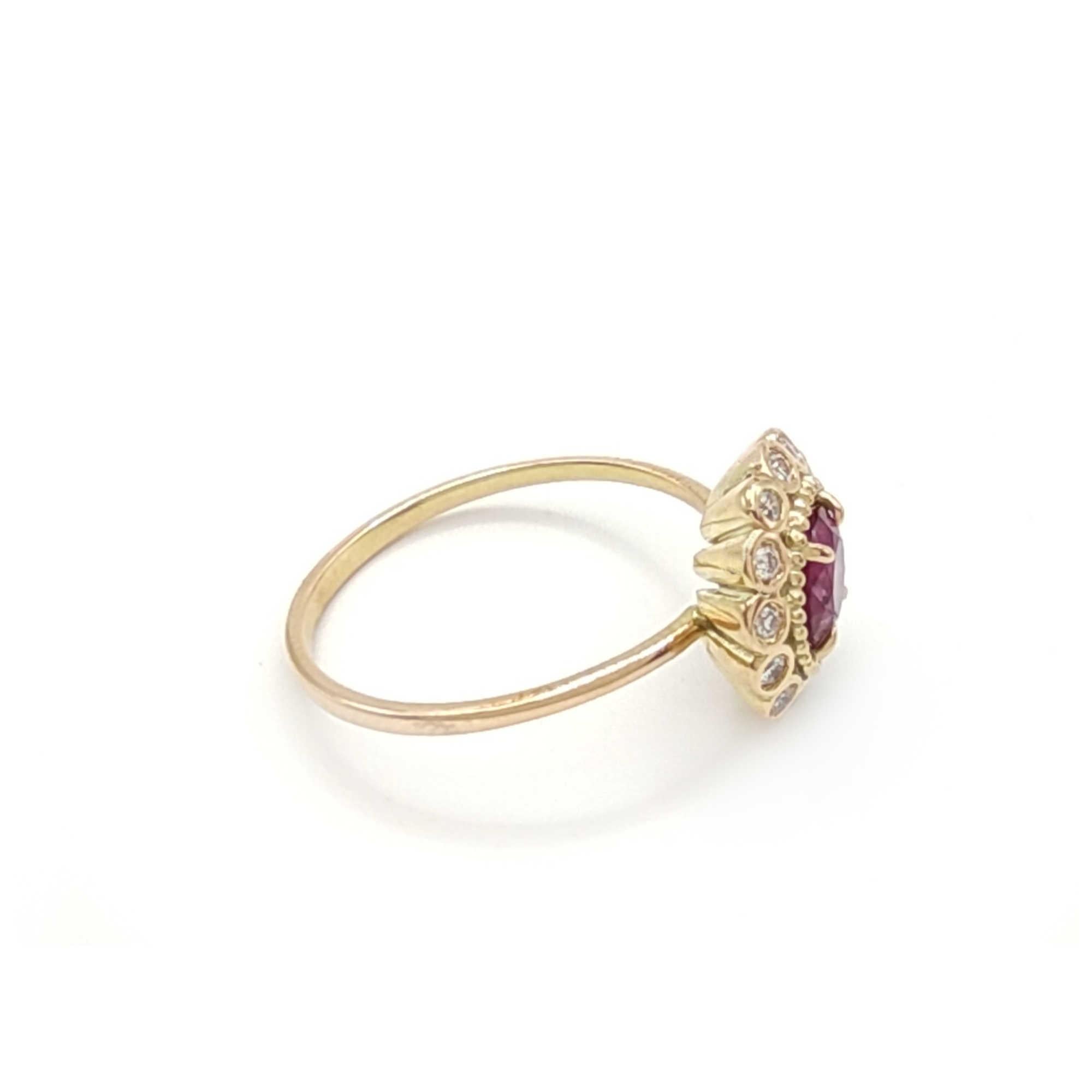 Flash Sale - Ruby Certified Diamond Rosette woman Ring in 14K Gold  For Sale 5