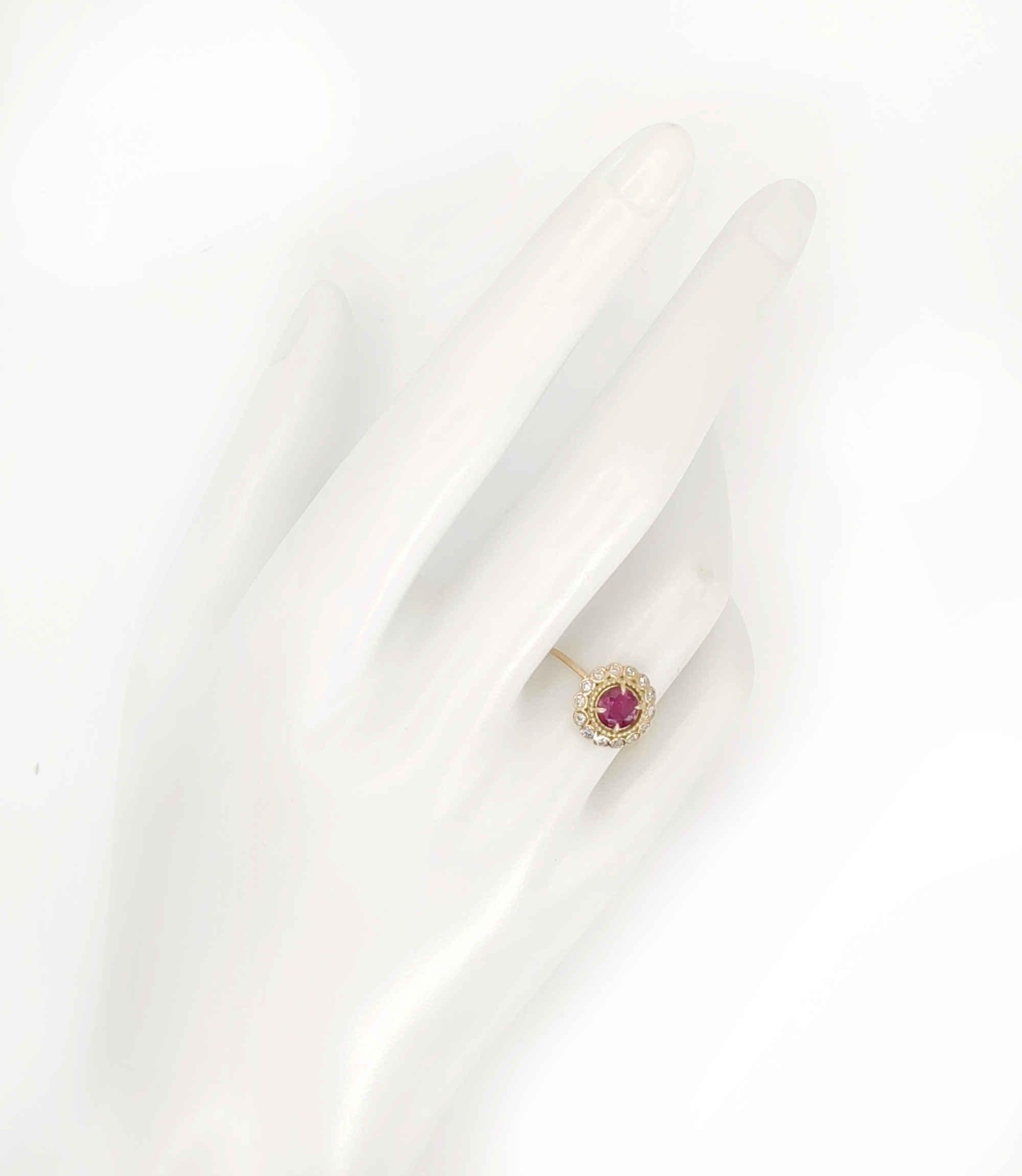 Flash Sale - Ruby Certified Diamond Rosette woman Ring in 14K Gold  For Sale 12
