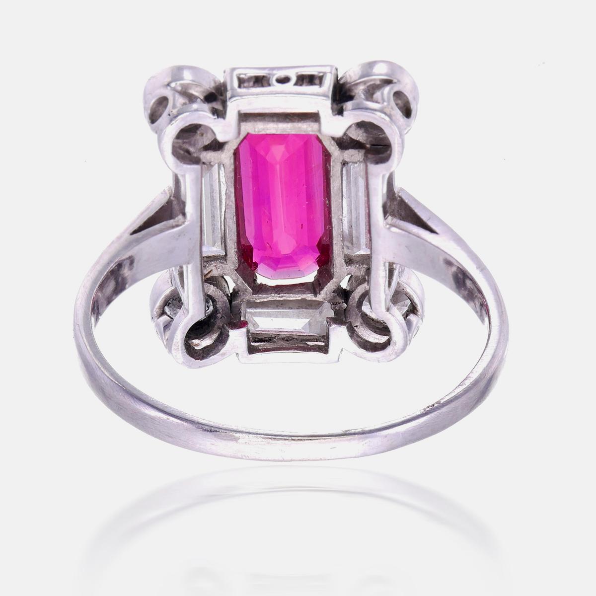 Cushion Cut Ruby and Diamond Ring GIA Certified 1.34 Carat  Burma No Heat in Platinum For Sale
