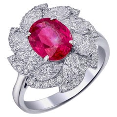 Ruby and Diamond Ring GIA Certified 1.94 Carat Burma No Heat in 18 Karat Gold