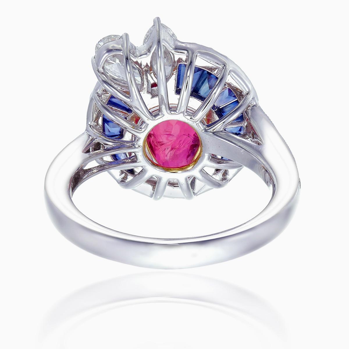 Pear Cut Ruby and Diamond Ring GIA Certified 2.19 Carat Burma No Heat in 18K For Sale
