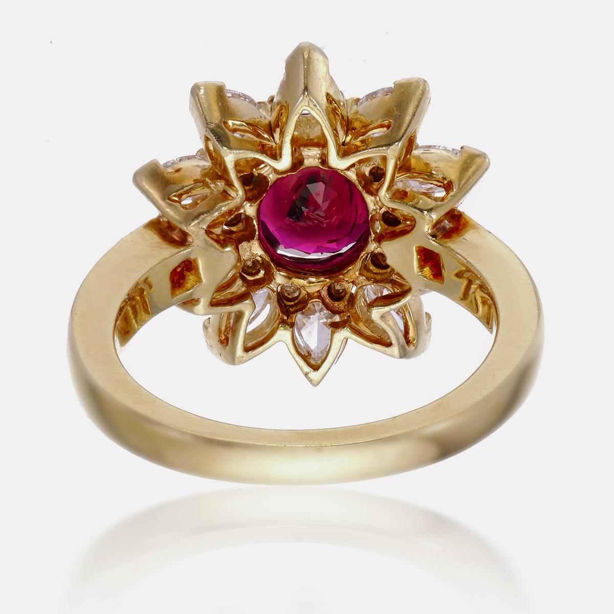 Ruby and Diamond Ring GRS Certified 1.51 Carat Pigeon Blood Burma No Heat in 18K In New Condition For Sale In Bangkok, TH