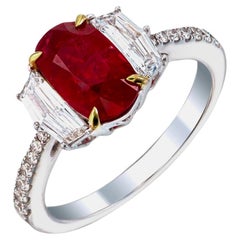 Ring mit Rubin und Diamant GRS-zertifiziert 2,19 Karat Taubenblut Burma No Heat in 18K