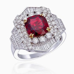 Ruby and Diamond Ring GRS Certified 2.51 Carat Burma No Heat in 18K