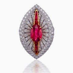 Ruby and Diamond Ring GRS Certified 2.58 Carat Burma No Heat in 18K Gold