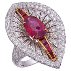 Ruby and Diamond Ring GRS Certified 2.58 Carat Burma No Heat in 18K Gold