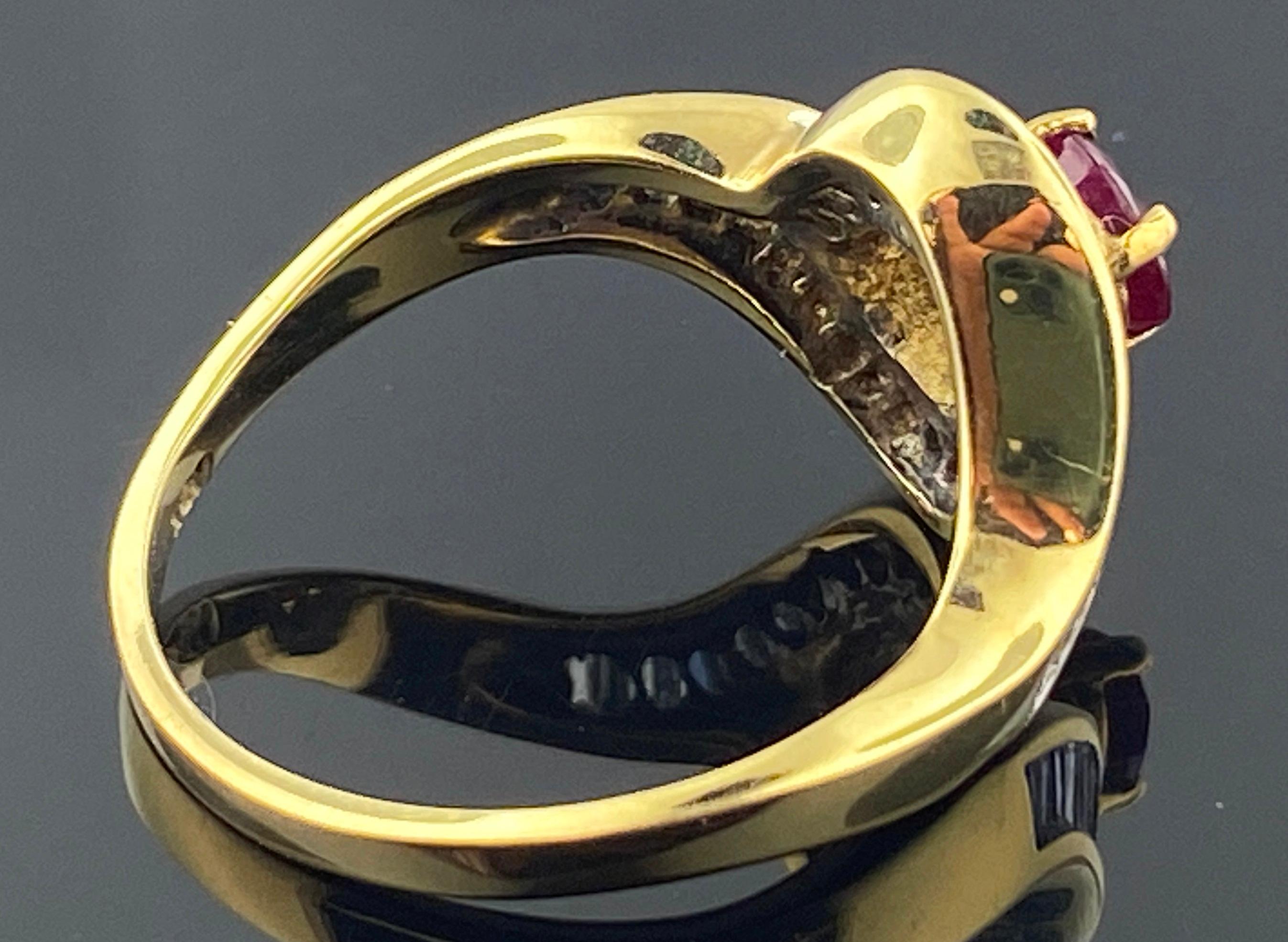 Ruby and Diamond Ring in 14 Karat Yellow Gold 1