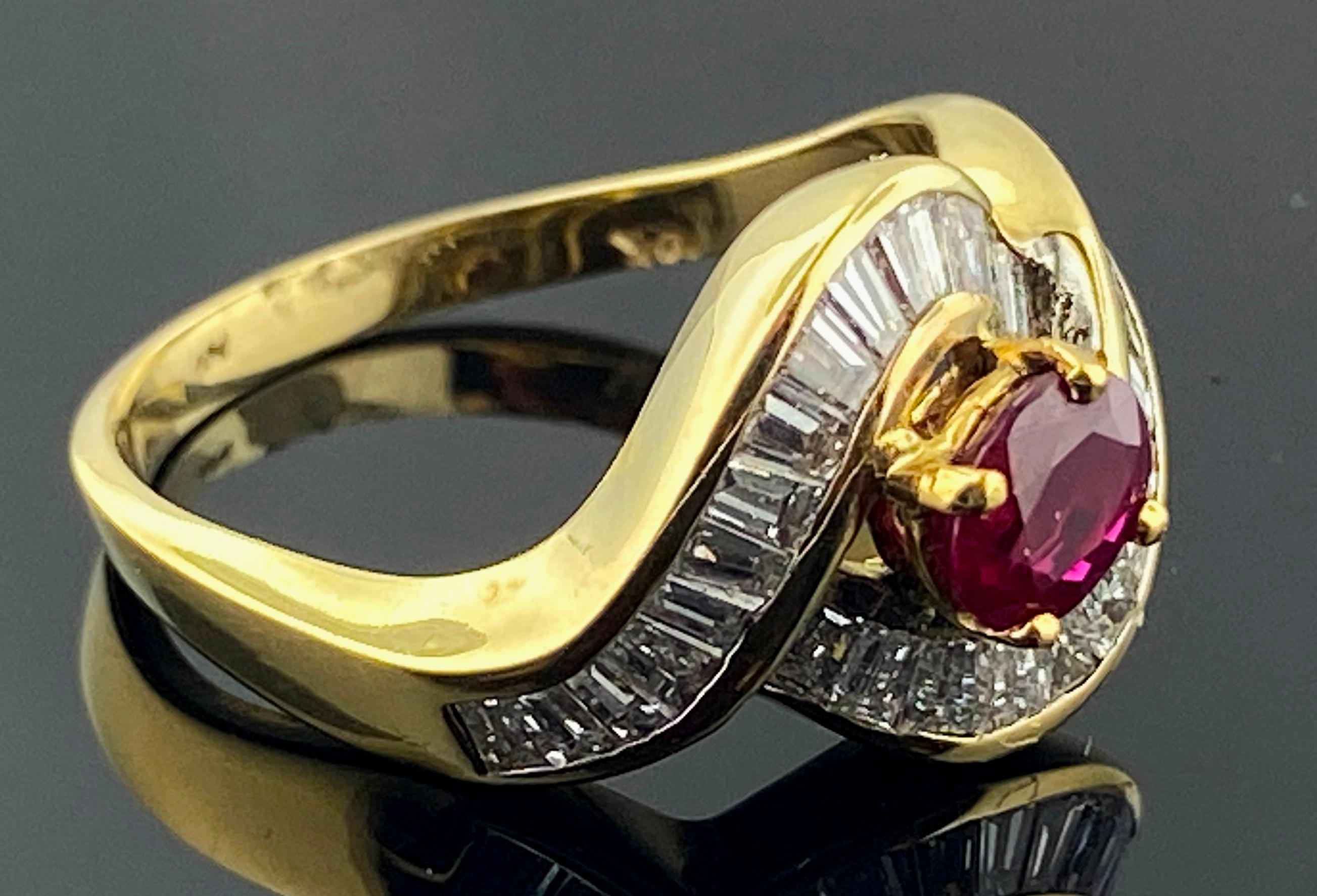 Ruby and Diamond Ring in 14 Karat Yellow Gold 2