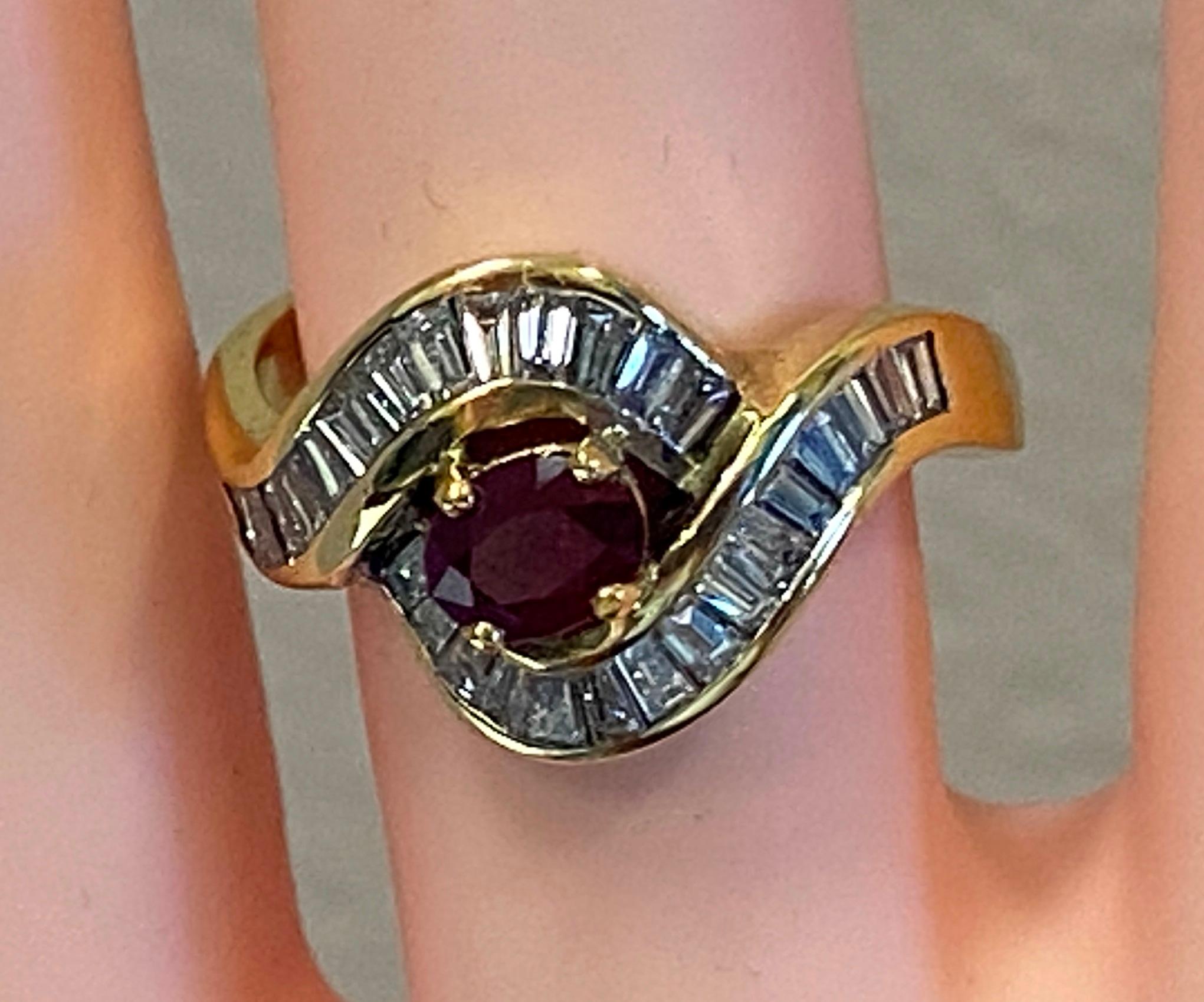 Ruby and Diamond Ring in 14 Karat Yellow Gold 3