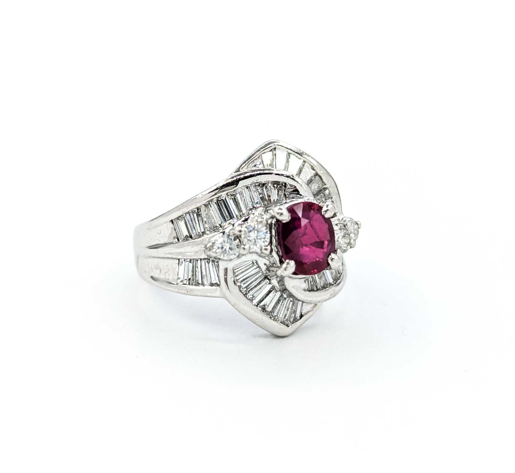 Women's Ruby and Diamond Ring in 900pt Platinum