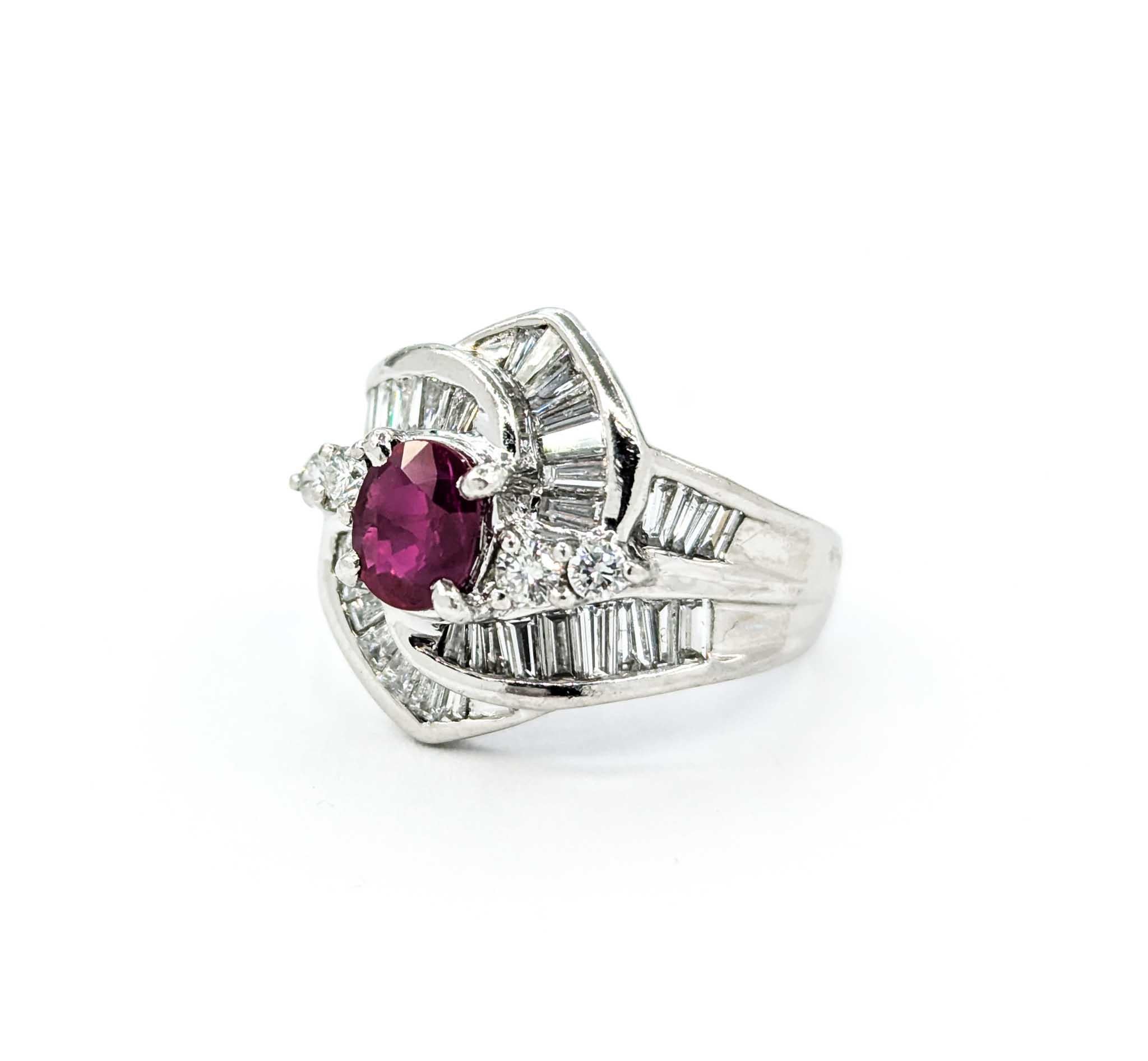 Ruby and Diamond Ring in 900pt Platinum 4