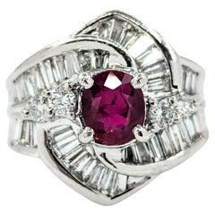 Ruby and Diamond Ring in 900pt Platinum