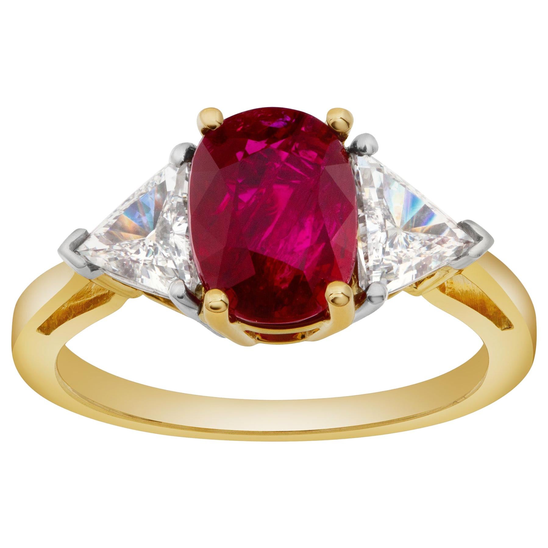 Ruby and Diamond Ring in Platinum and 18 Karat Yellow Gold