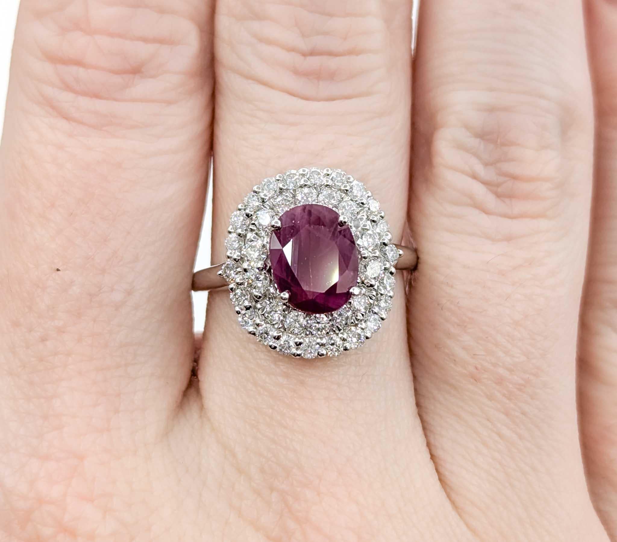 Ruby and Diamond Ring in Platinum In Excellent Condition In Bloomington, MN