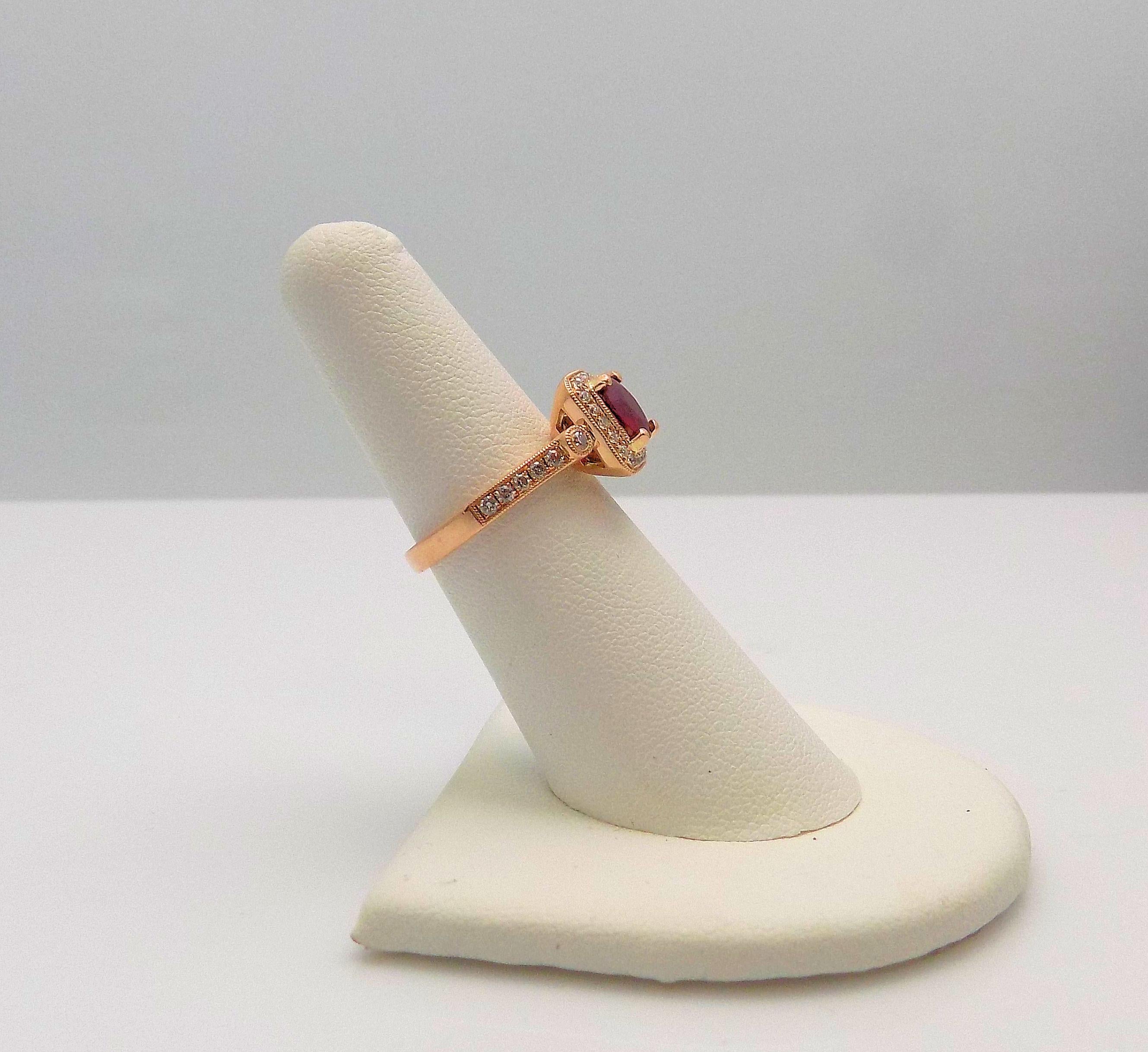 Oval Cut Ruby and Diamond Ring in Rose Gold