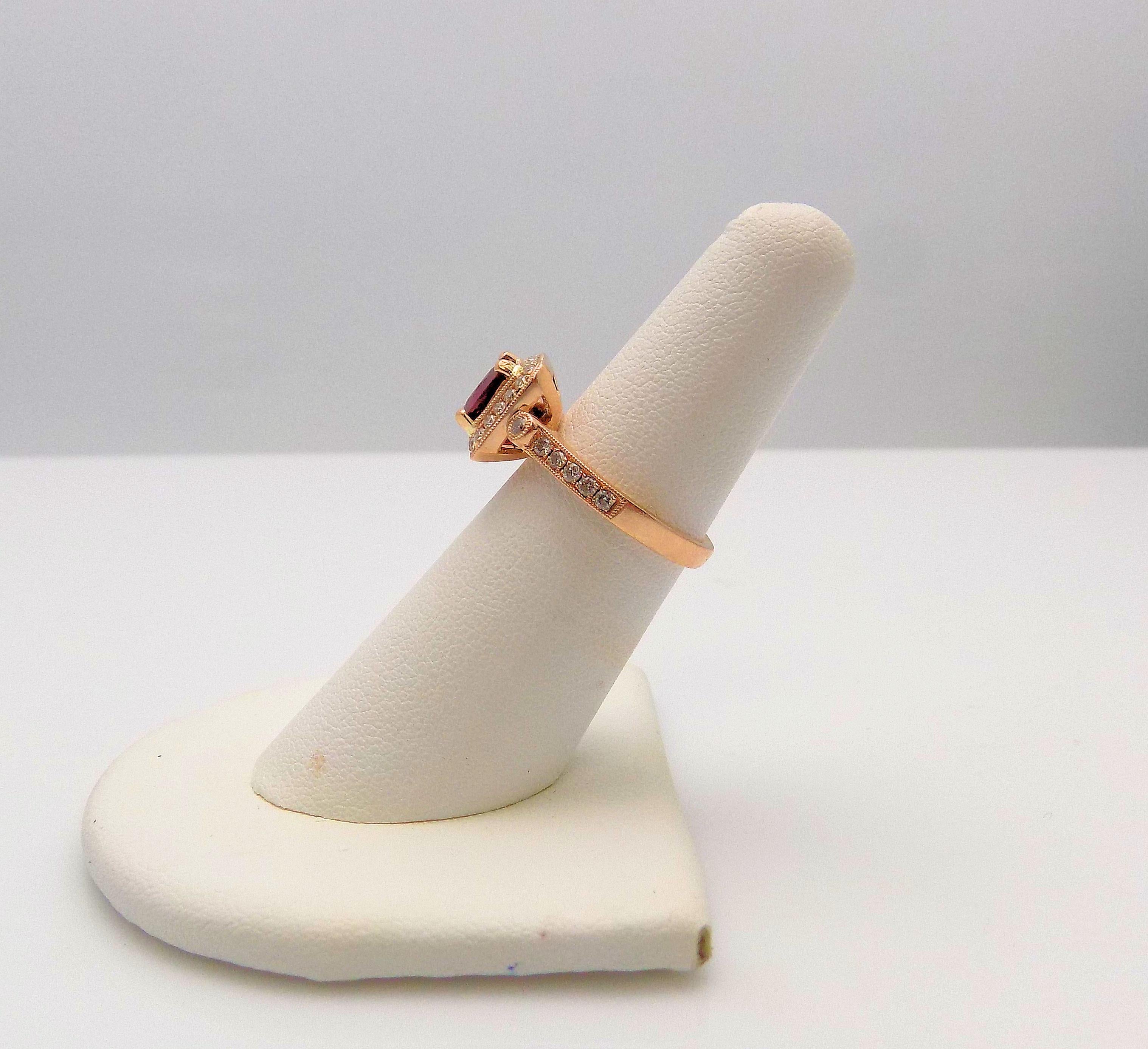 Women's Ruby and Diamond Ring in Rose Gold