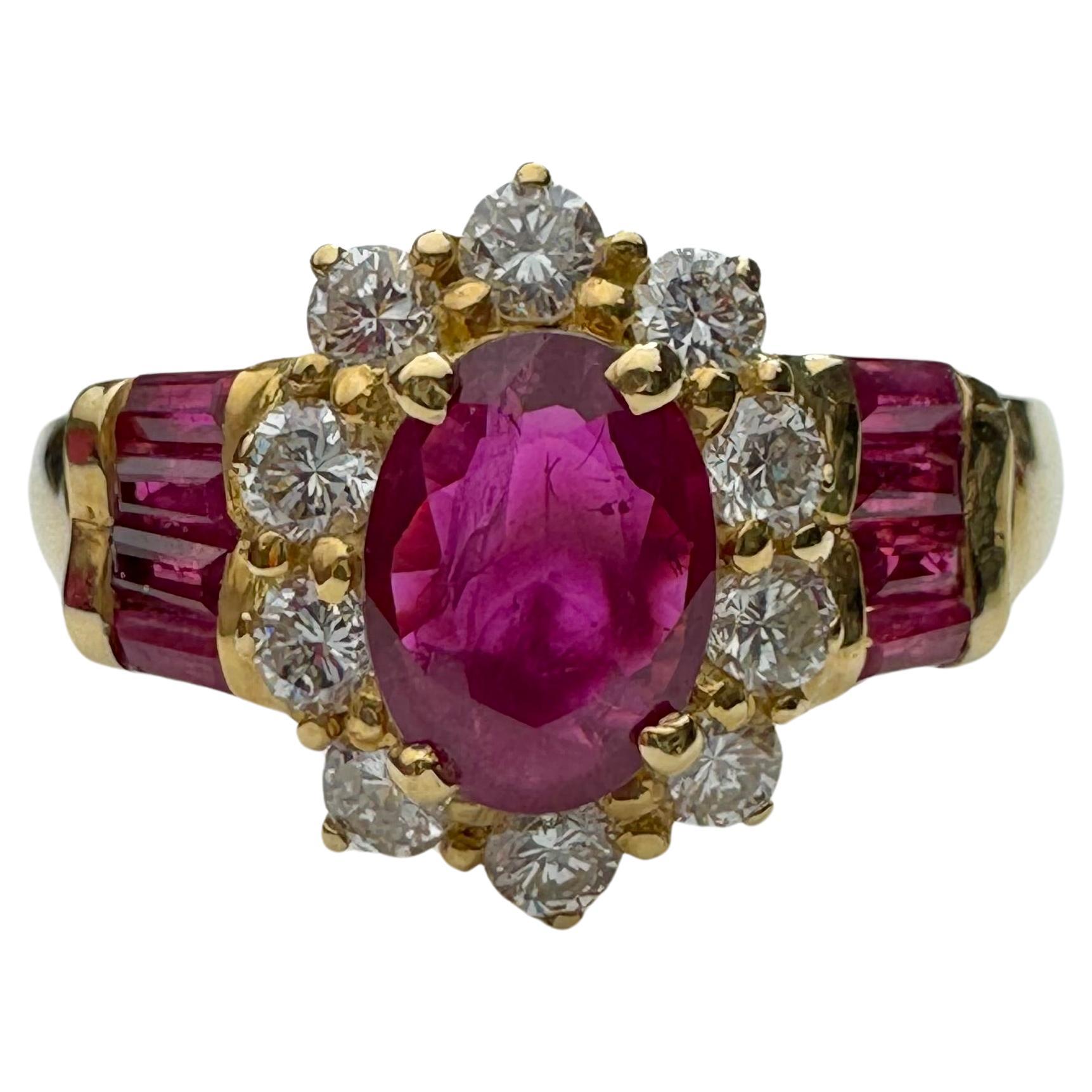 Ruby and Diamond Ring in Solid 18k Yellow Gold