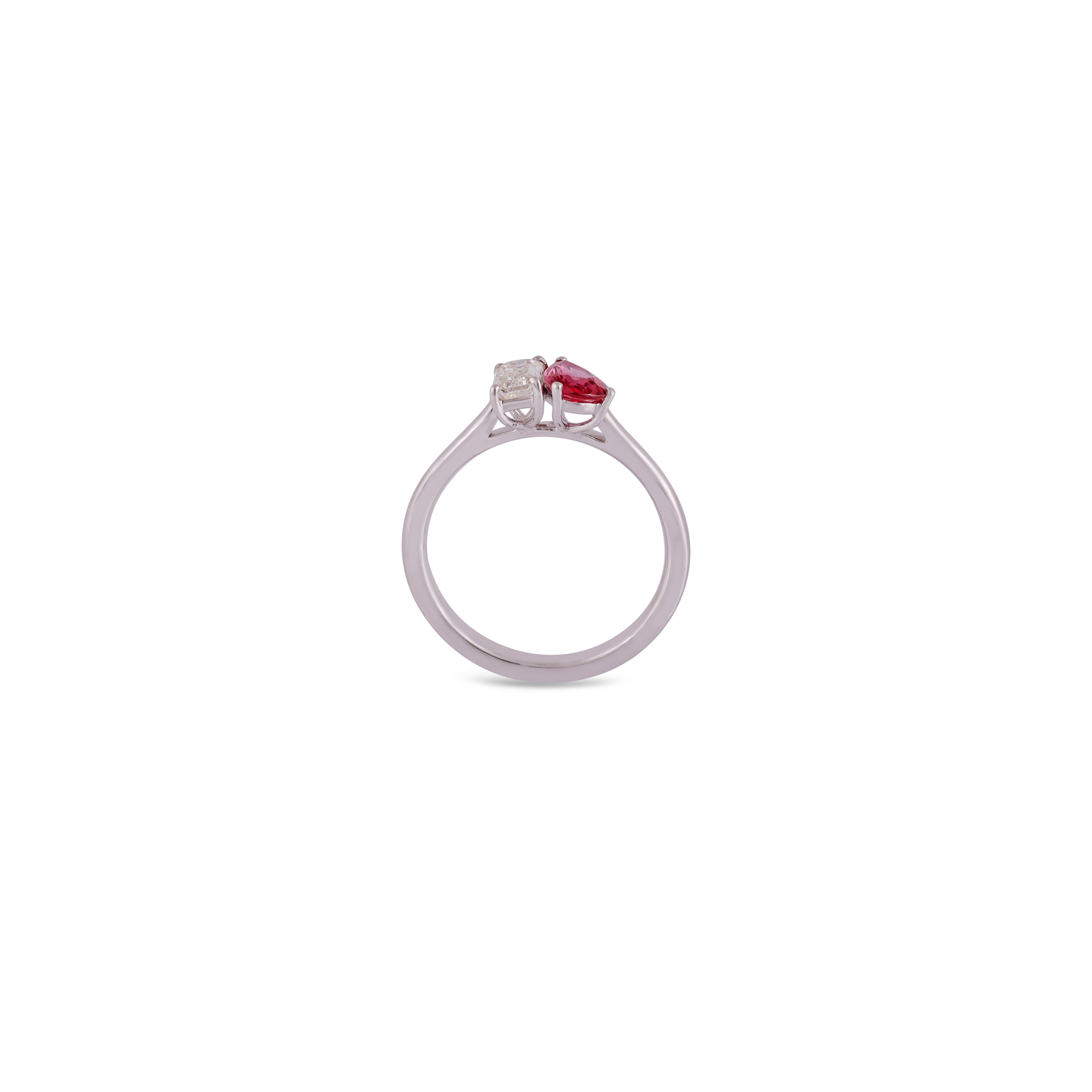 Contemporary Ruby and Diamond  Ring in White Gold For Sale