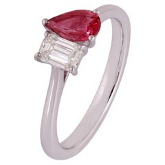 Ruby and Diamond  Ring in White Gold