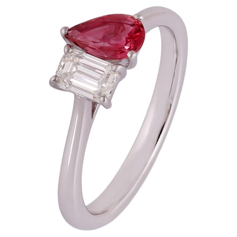 Ruby and Diamond  Ring in White Gold For Sale