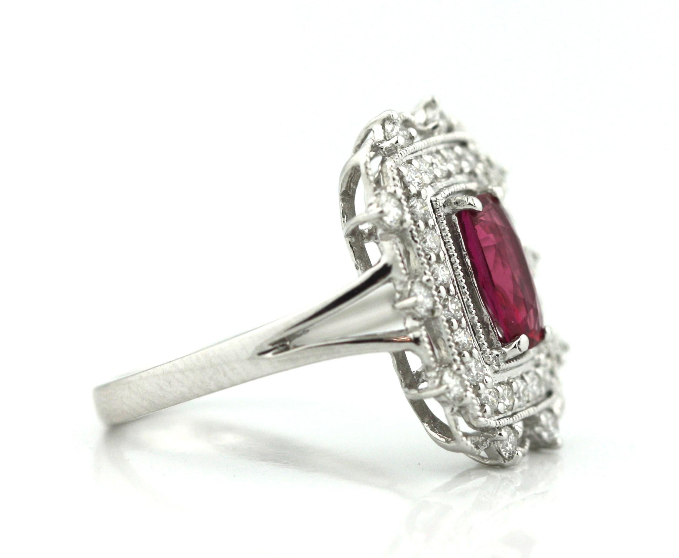 Ruby and Diamond Ring Mounted in Platinum In Good Condition In Palm Beach, FL