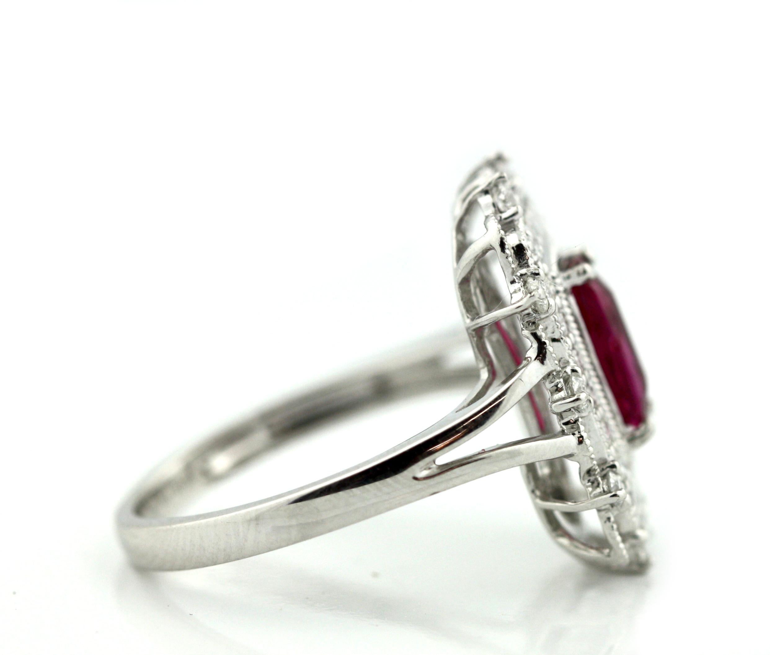Women's or Men's Ruby and Diamond Ring Mounted in Platinum