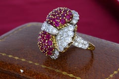 Ruby and Diamond Ring of Bombé Design